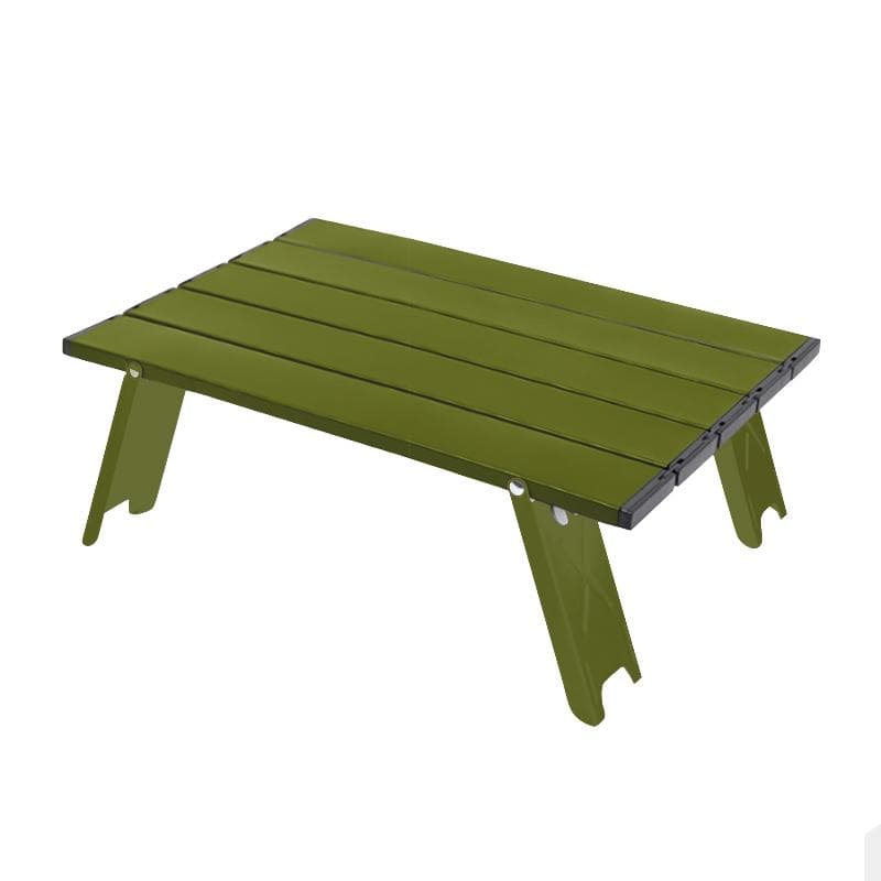 Mini Camping Table Ultralight Portable Aluminum Alloy Outdoor Table Roll-Up Folding Table for Backpacking Picnic army green