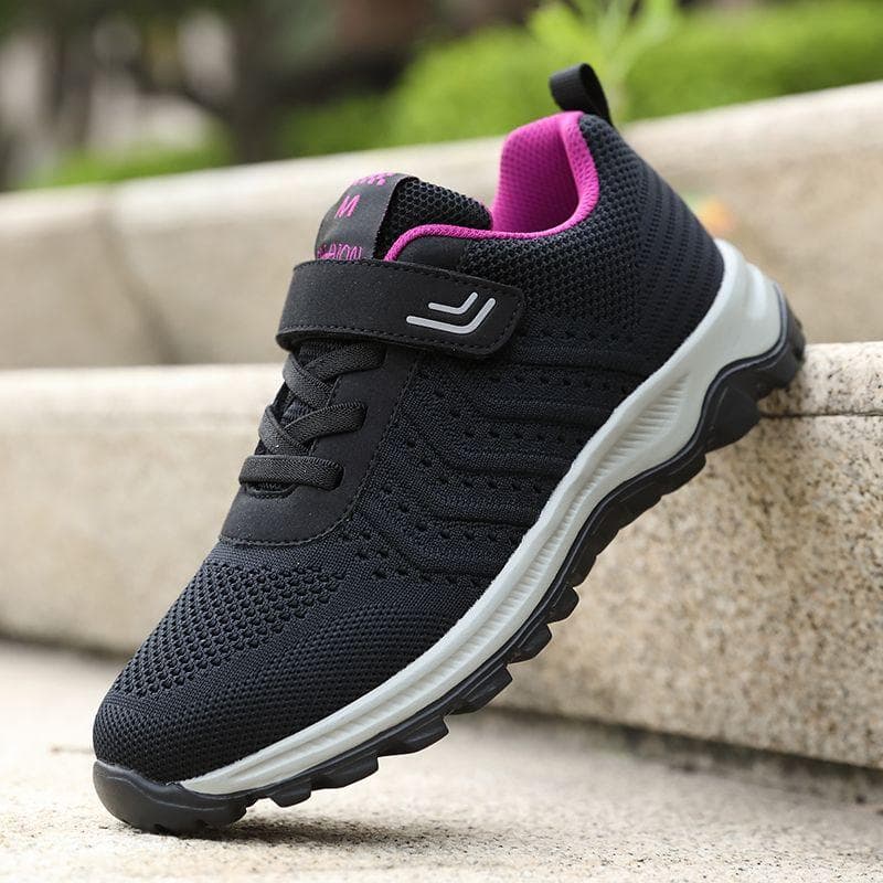 Middle-aged and Elderly Walking Shoes Flying Woven Breathable Travel Shoes Light Soft Sole Sports Leisure Parents Shoes for The Elderly 40