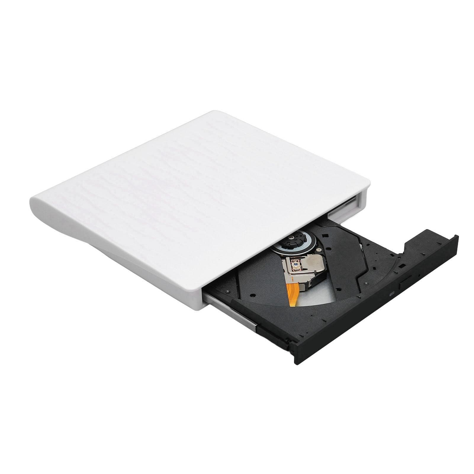 DVD Drive Portable High Speed USB 3.0 Plug and Play Slim Portable DVD CD External Writer for PC white