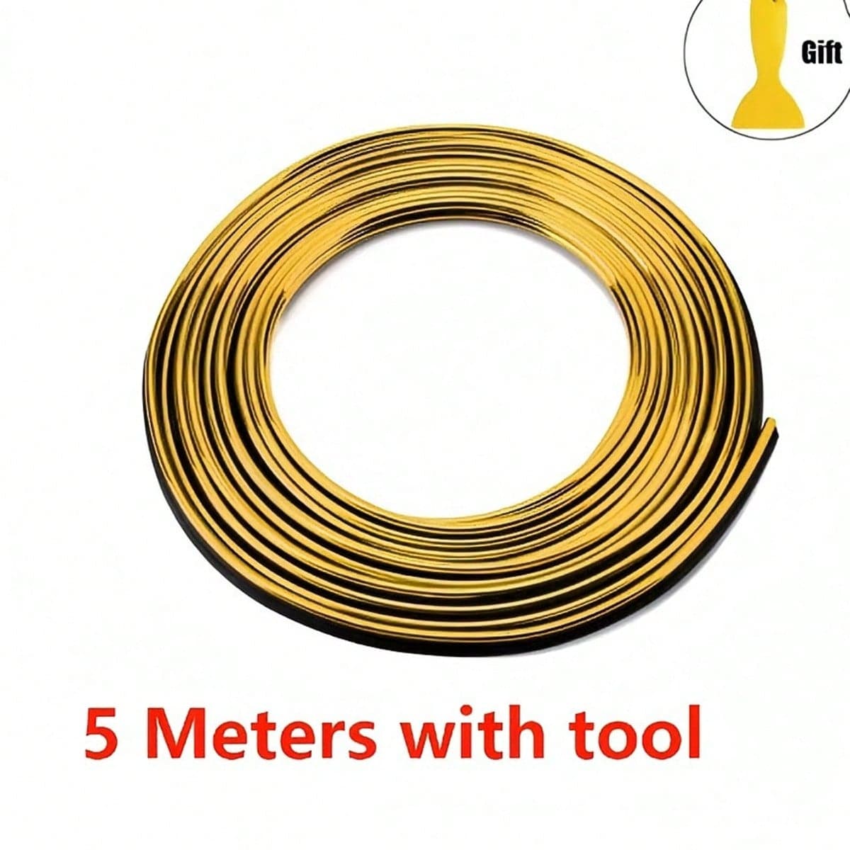 5M Car Moulding Decoration Flexible Strips Interior Auto Mouldings Cover Trim Dashboard Door Edgein Car-Styling Universal one-size yellow