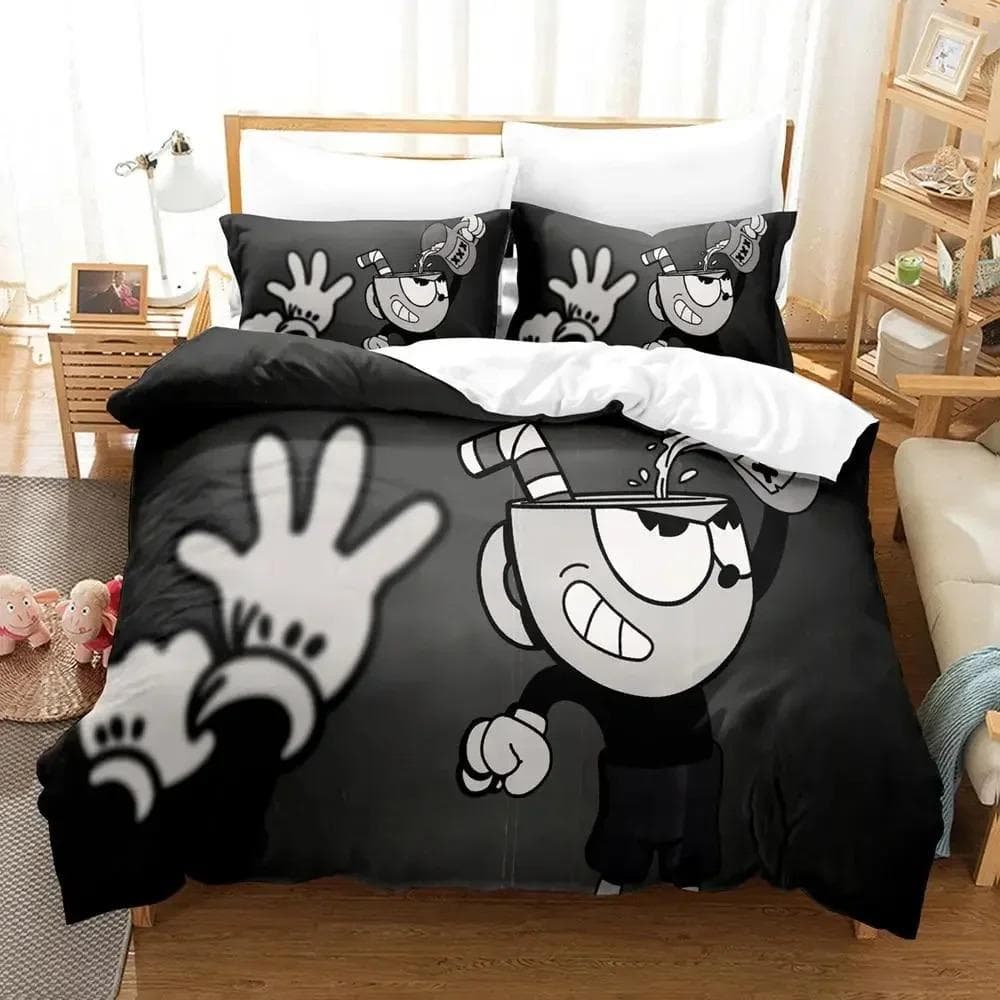 Cartoon Mugman Cuphead Bedding Set Duvet Cover Bed Set Quilt Cover Pillowcase Comforter king Queen Size Boys Adult Bedding Set 70x133cm 2pcs
