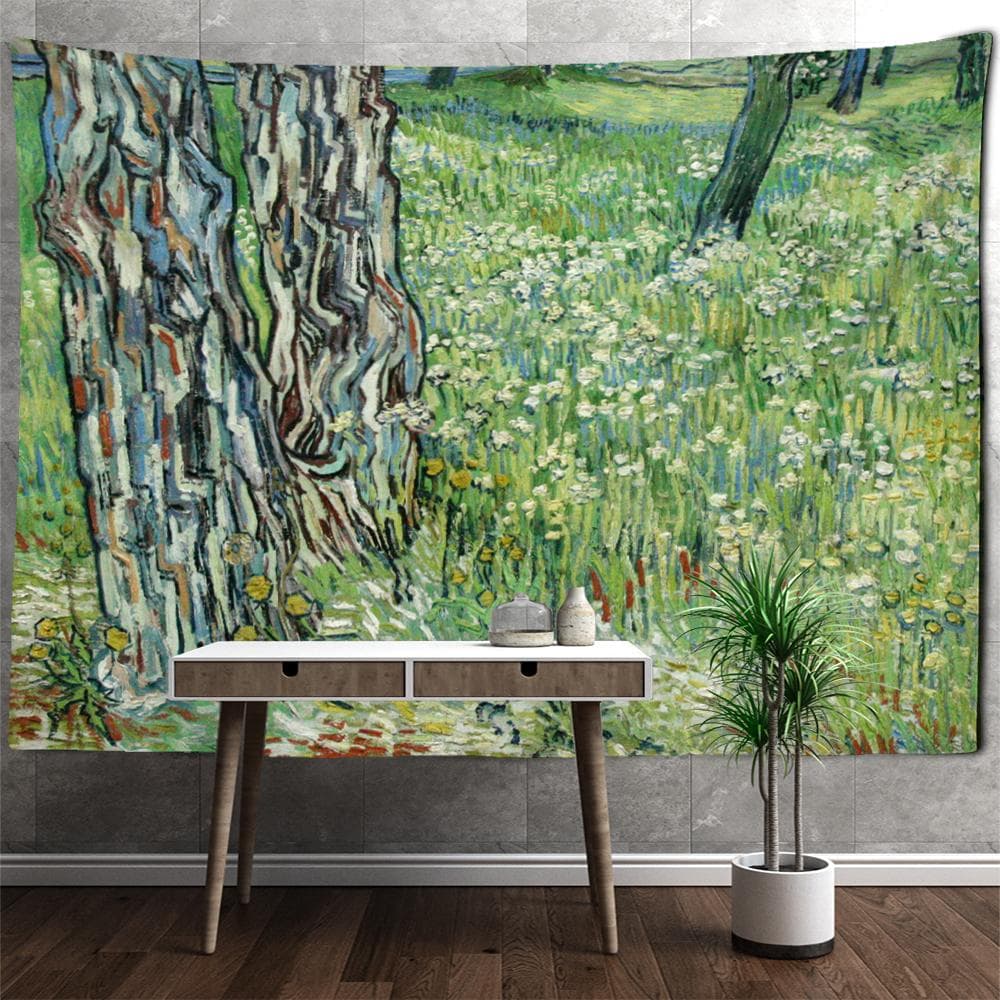 Wheat Field Oil Painting Landscape Tapestry Wall Hanging Van Gogh Mysterious Bohemian Art Home Decor Background Cloth 230x150cm