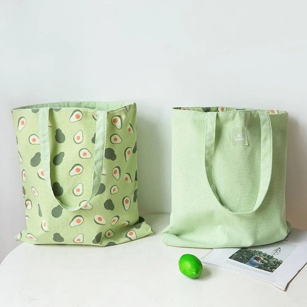 New Millet Wheat Fabric Double-sided Dual-use Shoulder Bags Cotton Linen Pocket Handbag Shopping Bag Female Canvas Cloth Totes green