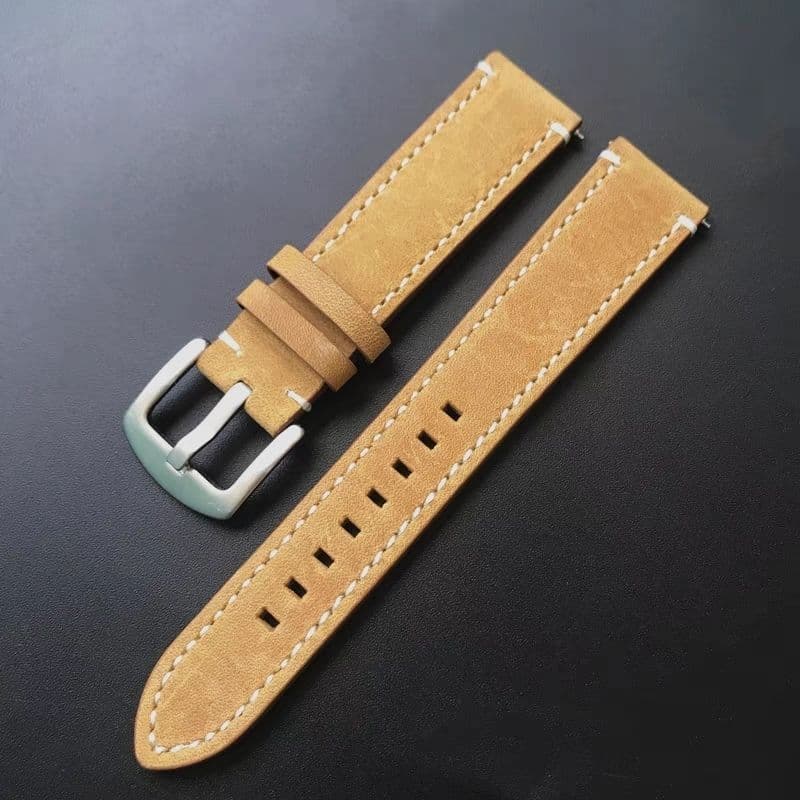 18mm 20mm 22mm Genuine Leather Watch Band Retro Crazy Horse Leather Watch Band Universal Wrist Watch Strap fot Garmin Amazfit HUAWEI Samsung 18mm light brown