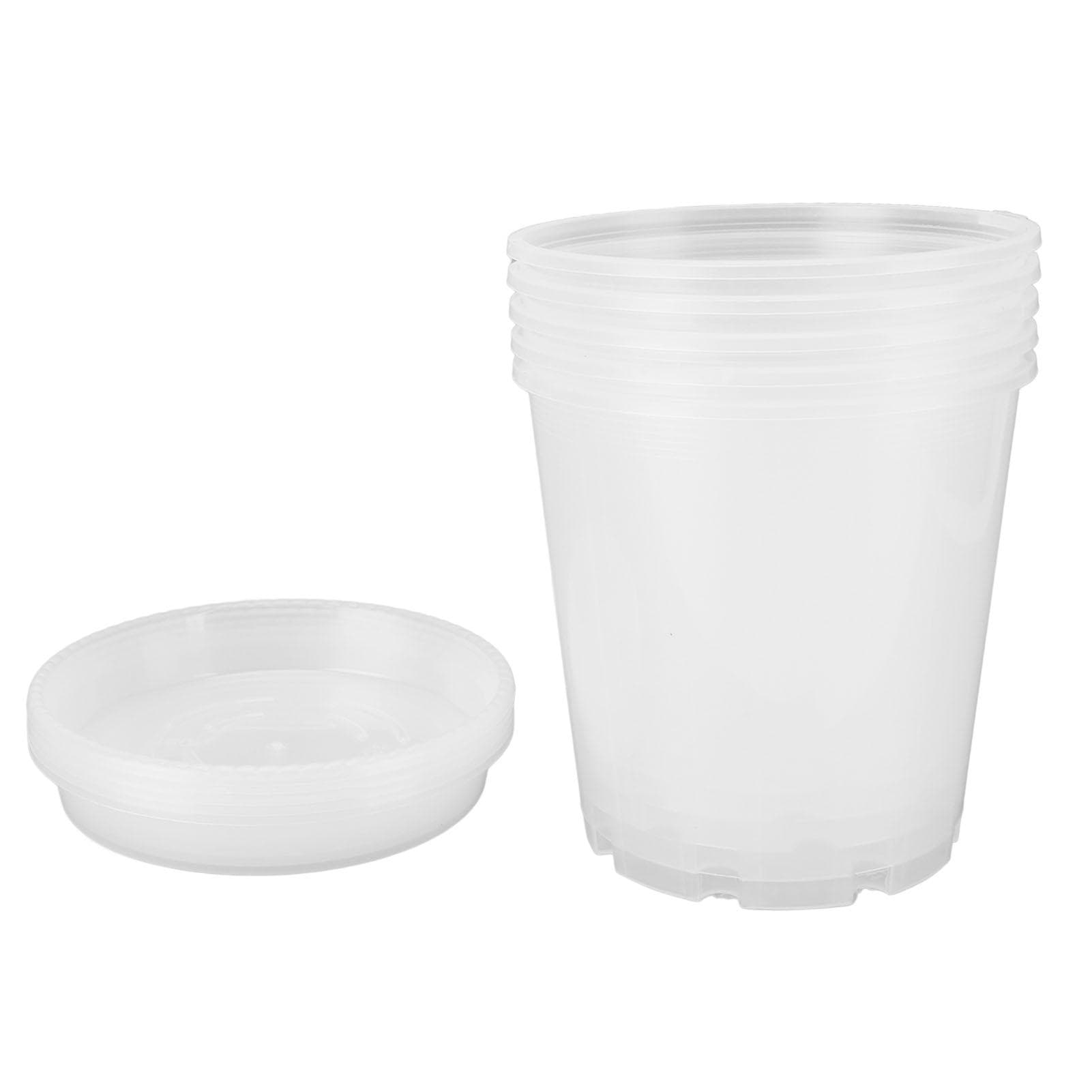 5 Set Orchid Pots with Holes and Saucers Breathable Clear Plastic Orchid Planter Plant Pot for Large NF180 and 180 Transparent Saucers
