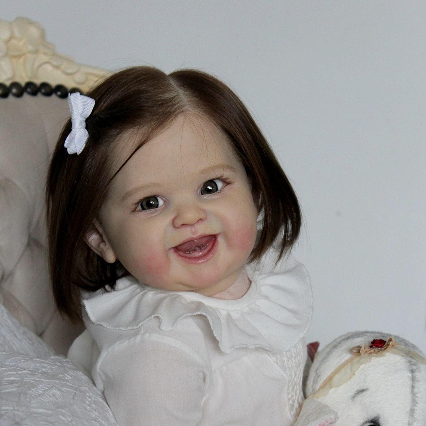 BZDOLL 55CM 3D Paint Skin Visible Veins Soft Silicone Reborn Baby Doll Toy For Girl Lovely Smiling Bebe Dress Up Alive Birthday Gift 55cm 3D-paint Skin Doll