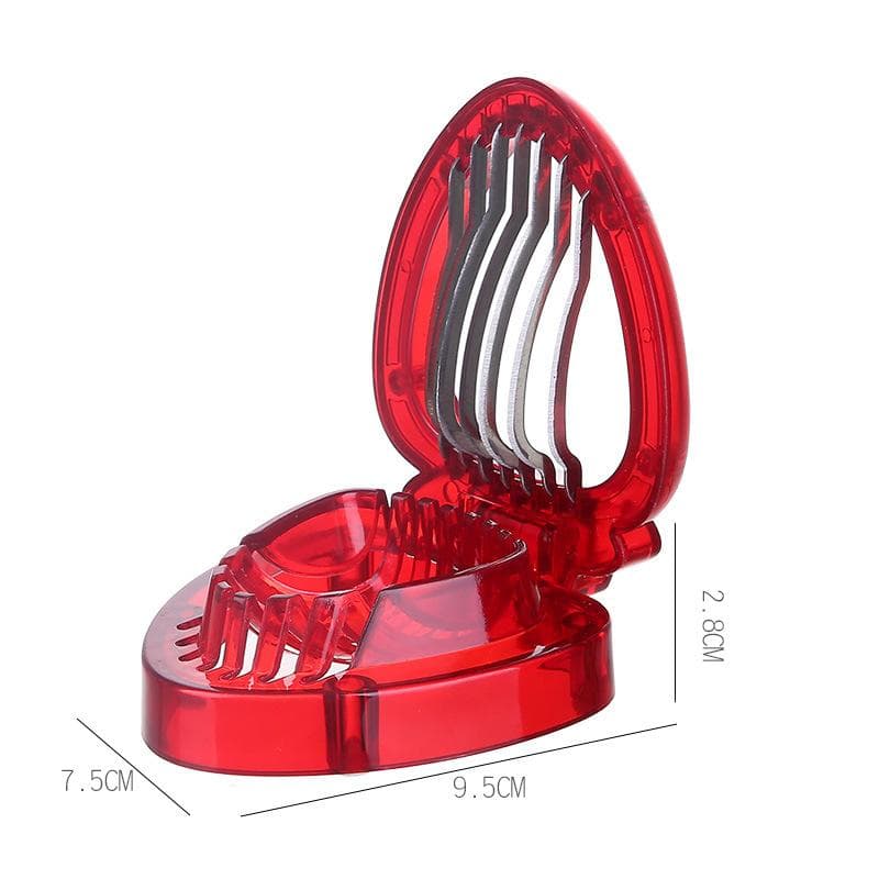 Strawberry Slicer Cutter Strawberry Corer Strawberry Huller Fruit Leaf Stem Remover Salad Cake Egg Tools Kitchen Accessories red