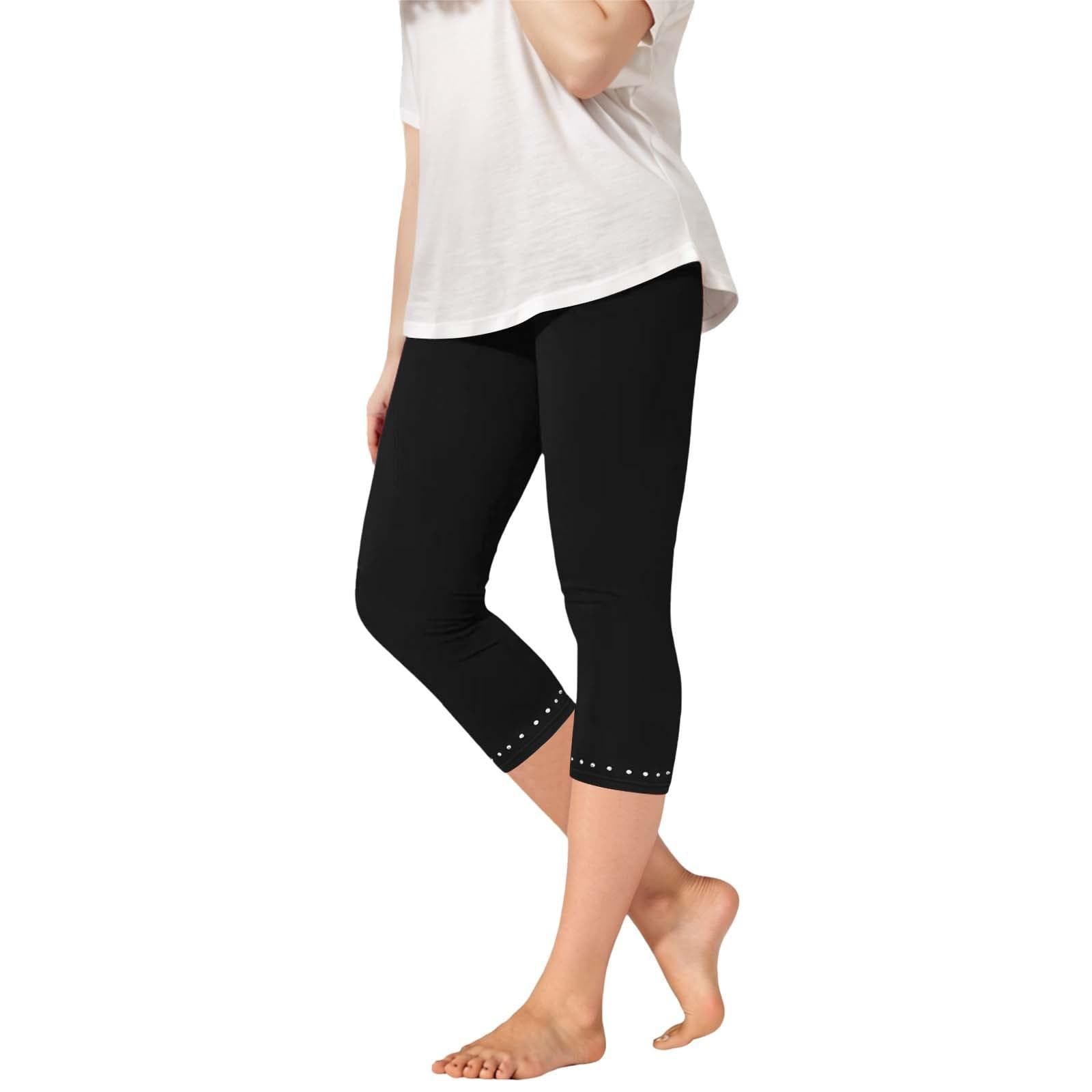 Children's Fashionable Solid Color Cute Girls Casual Sports Yoga Pants Cropped Pants Leggings 110 black