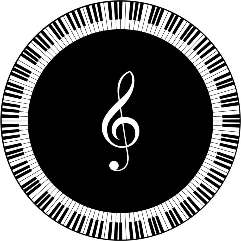 Musical Note Black White Piano Key Printed Round Carpets Area Rugs for Home Living Room Bedroom