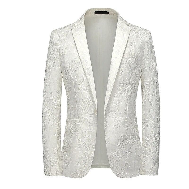 Men's Palace Blazer Jacket Luxury Jacquard Weave Suit Party Handsome Wedding Gentleman Blazer Coats 3XL white