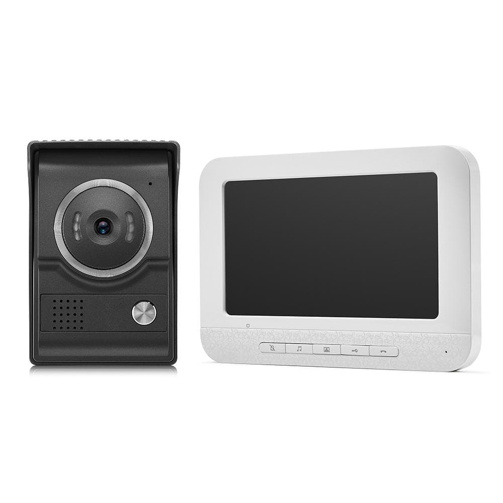 7inch Video Door Phone Doorbell Intercom Kit TFT-LCD Color Screen 1 Indoor Monitor 1 Outdoor Camera EU Plug white/grey