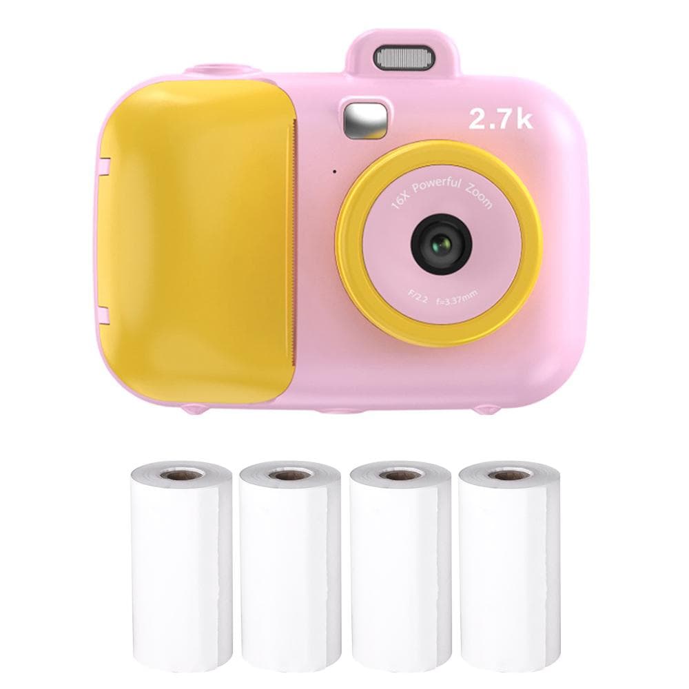 2.7K Cute Kids Instant Camera 42MP Kids Digital Camera Childeren Instant Print Camera with 2.4-inch pink