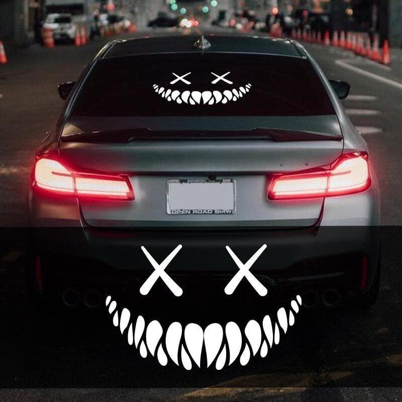Demon Smiling Face Car Stickers Rear Windshield Car Sticker Car Styling Decoration Window Sticker white