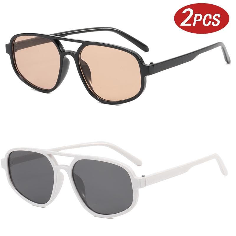1/2pcs Vintage Double Bridge Sunglasses Women Fashion Light Square Sun Glasses UV400 Protection Trendy Shades Eyewear