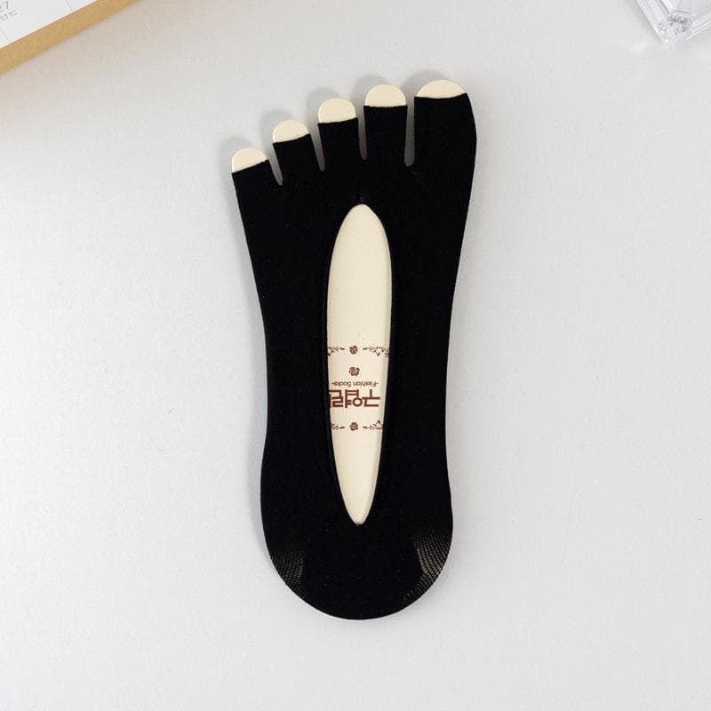 1 Pair Women Socks Breathable Soft Elastic Open Toe Five Finger Socks Summer Invisible Ultra-thin Casual Socks black