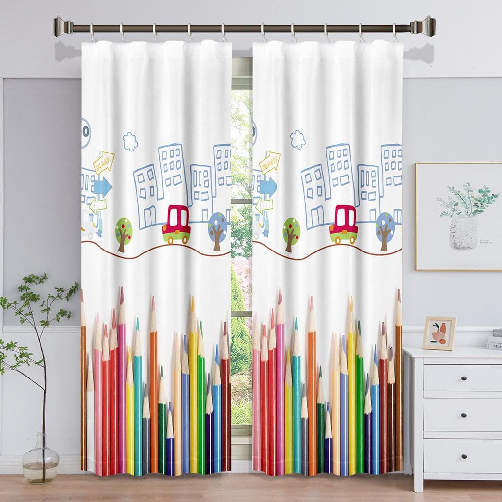 Dog Faced Man Modren City Curtains for Living Room 2 Pieces Free Shipping Anti Cold Insulating Thermal Door Beads Curtain Y2k 100W160H(CM)40x63in&Grommet Top