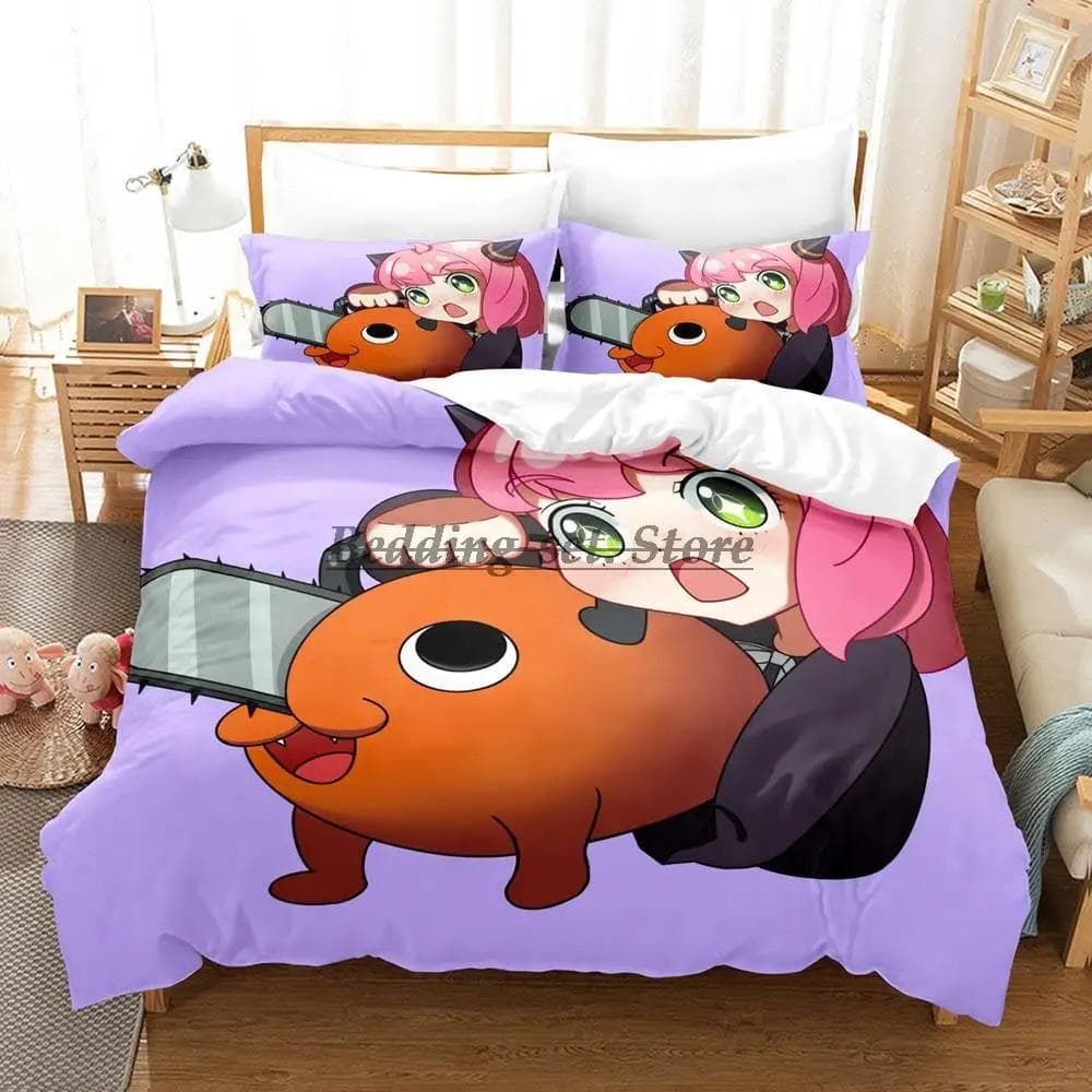 Chainsaw Man Pochita Bedding Set Single Twin Full Queen King Size Bed Set Aldult Kid Bedroom Duvetcover Sets SPY×FAMILY AU Queen 210x210cm
