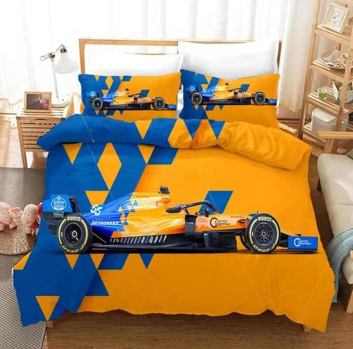 Red Racing Car 3D Kids Boy Bedding Set F1 Game Racer Printing Duvet Cover 2/3pcs Bedclothes with Pillowcase Twin Full Bedspread 140x210cm 2pcs