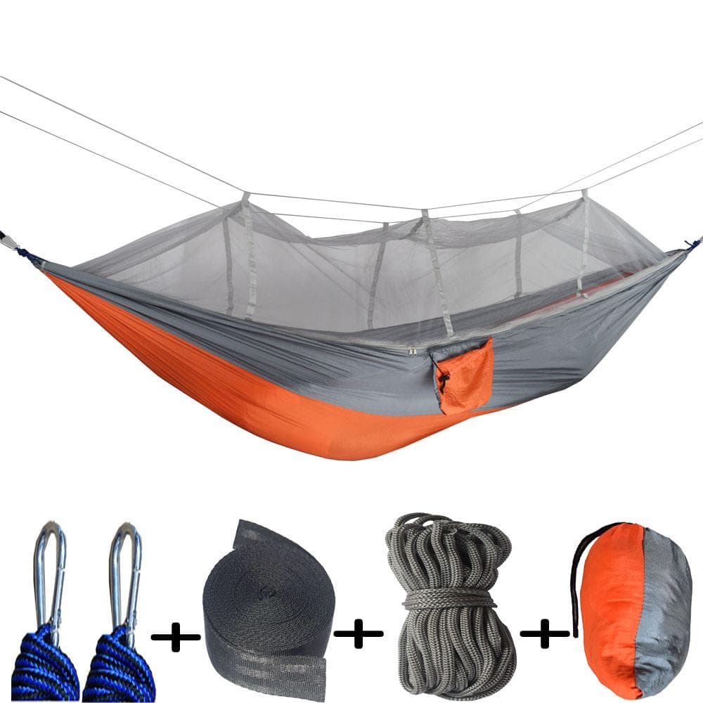Portable Outdoor Camping Hammock 1-2 Person Go Swing With Mosquito Net Hanging Bed Ultralight Tourist Sleeping hammock 260*140CM orange