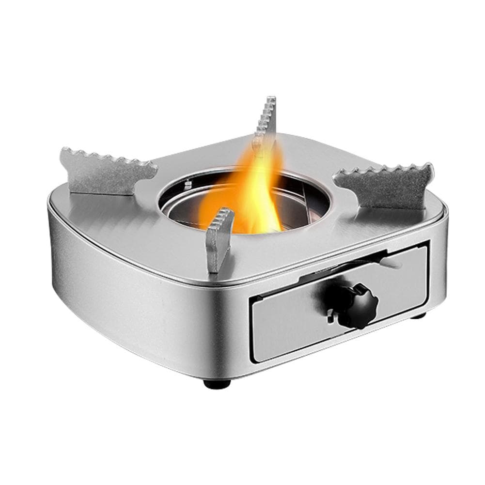 Mini Alcohol Stove Burner Stainless Steel Adjustable Firepower Windproof Drawer Style silver
