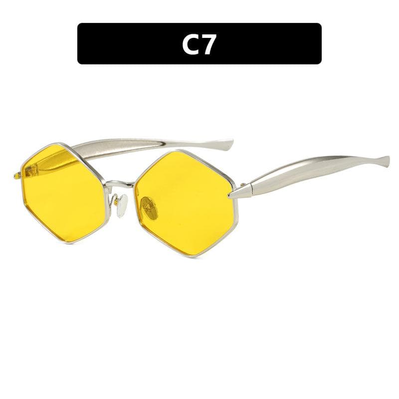 y2k Vintage Rhombus Sunglasses Women For Men Luxury Brand Designer Sun Glasses Punk Popular Outdoor Travel Metal Shades UV400