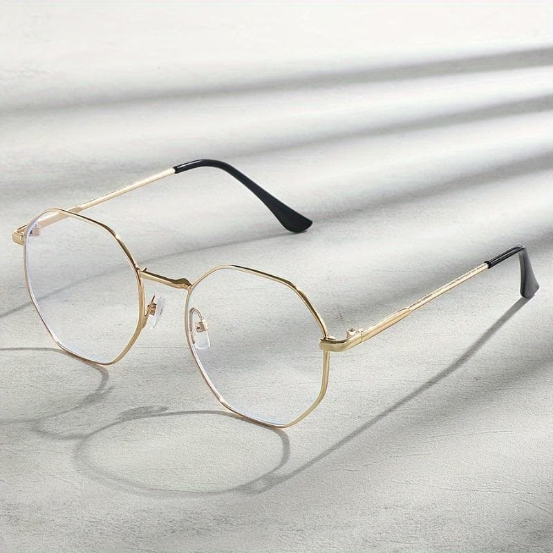 Minimalist Octagonal Full Rim Metal Frame Glasses for Women Stylish Lightweight Eyewear Trendy Accessory black