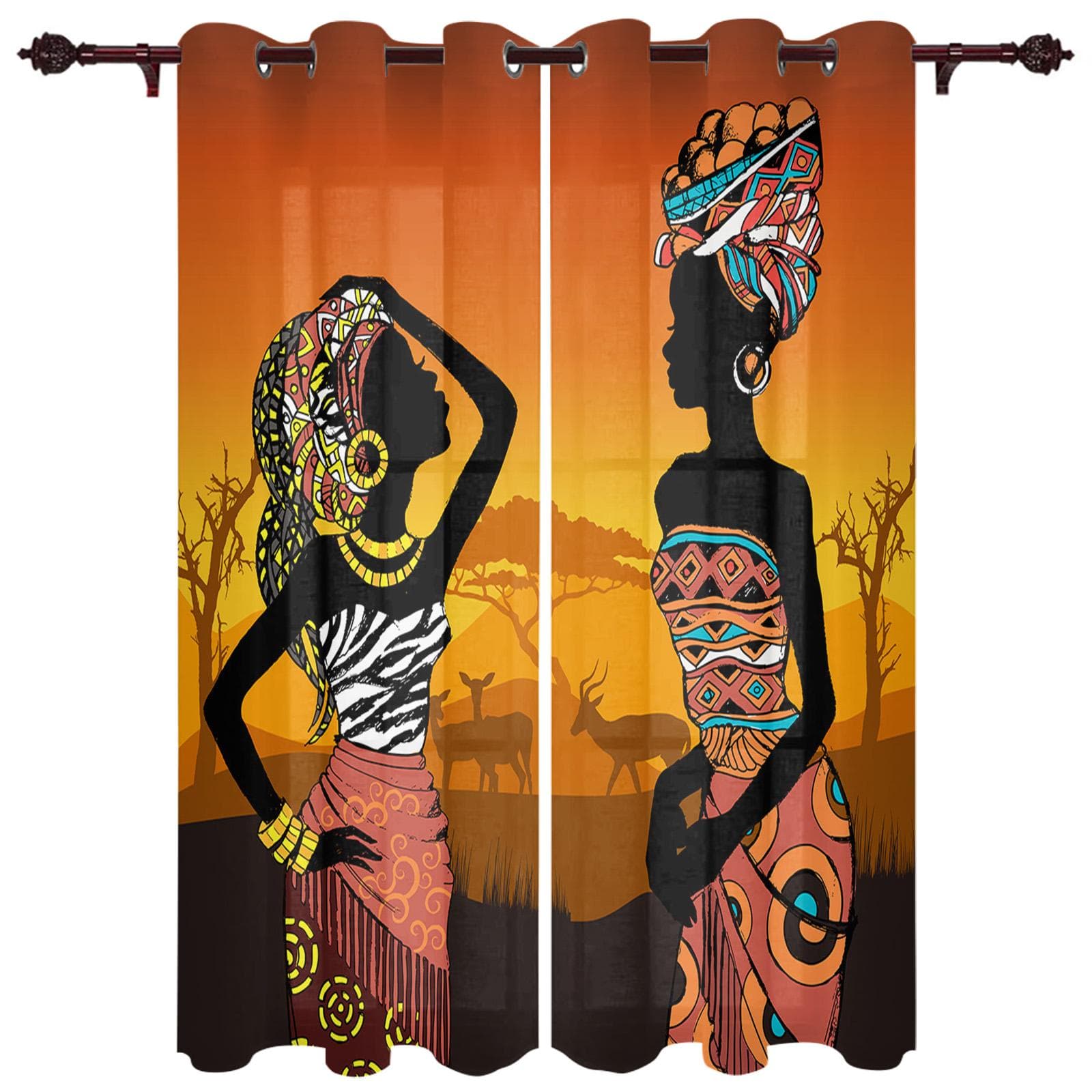 Modern Window Curtains African Style Luxury Fashion Curtains for Living Room Bedroom Kitchen Drapes 135W x 230H(cm) x2