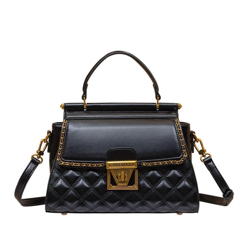 Leather Diamond Handbag for Women In Autumn and Winter Light Luxury High-end Fashion Single-shoulder Crossbody Bag black