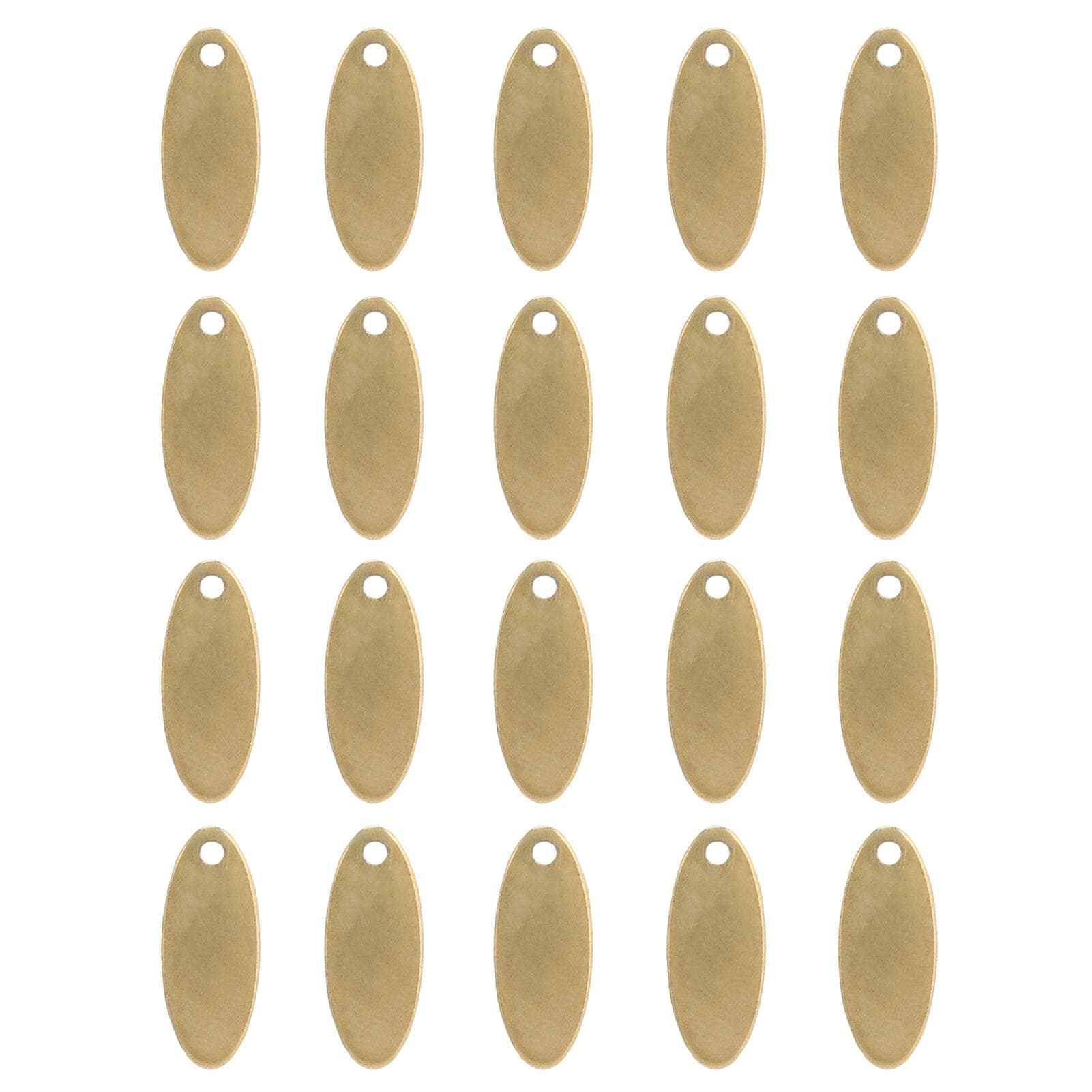20pcs Stainless Steel Oval Pendant DIY Dog Tags with Hole Jewelry Making AccessoryGold 6 x 15mm