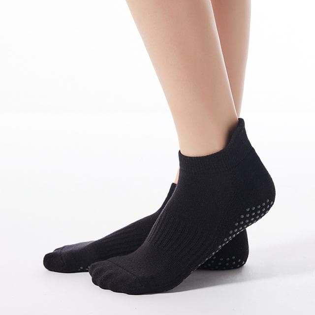 Non-Slip Pilates Socks Women Breathable Fitness Cotton Yoga Sock Ladies Gym Workout Ballet Dance Sports Socks black
