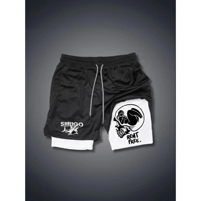 Sports Shorts for Men Quick-drying Double-layer Anti-exposure Fake Two-piece Fitness Jogging Casual Pants S