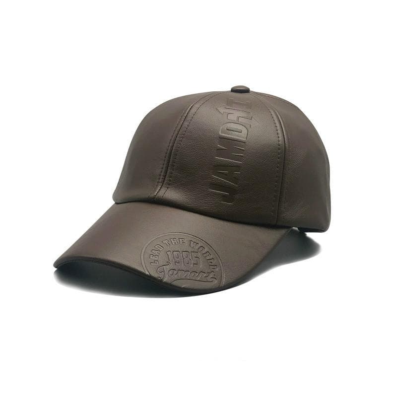 Autumn and Winter Unisex Outdoor Warmth Hat PU Leather Baseball Cap Leisure Sports Middle-aged Windproof Hat Travel Hats Cycling Cap Ski Caps light brown