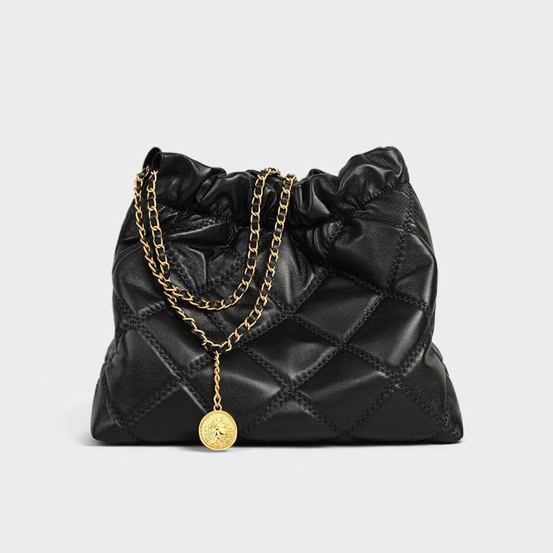 Female Bucket Bag Spring/Summer Commute Leather Bags Female Chain Hand Bill Shoulder Bag black