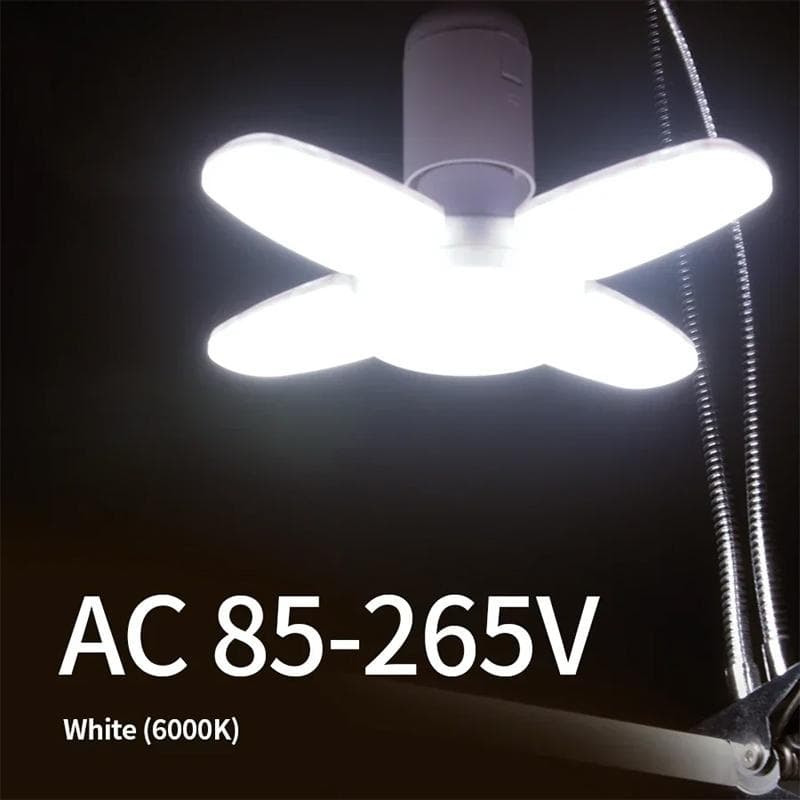 E27 Fan Foldable 28W LED Bulb AC220V/110V 40 Bulb Deformation for Home Ceiling Lights Warehouse and Garage White Light6500K Bulb 28W white