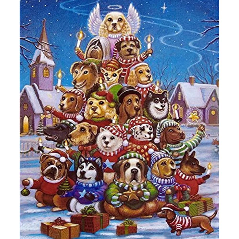 Diamond 5D DIY Diamond Painting Dog family Diamond embroidery Cross Stitch Mosaic 20X30CM