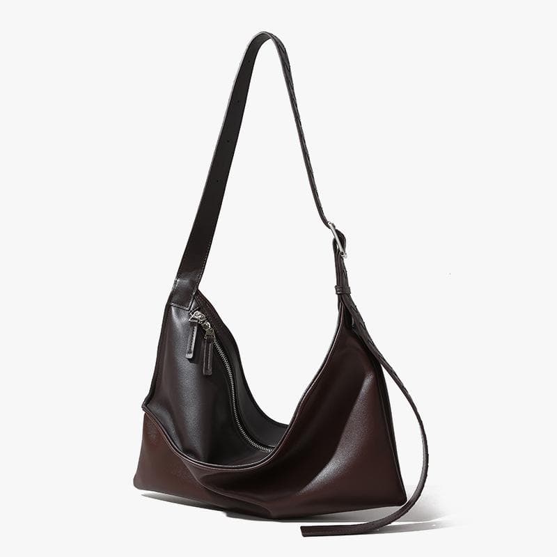 Niche Imported Leather Underarm Foreskin Foreskin Women's Crossbody Bag High-end Large Capacity Simple Commuting Toy Bag coffee