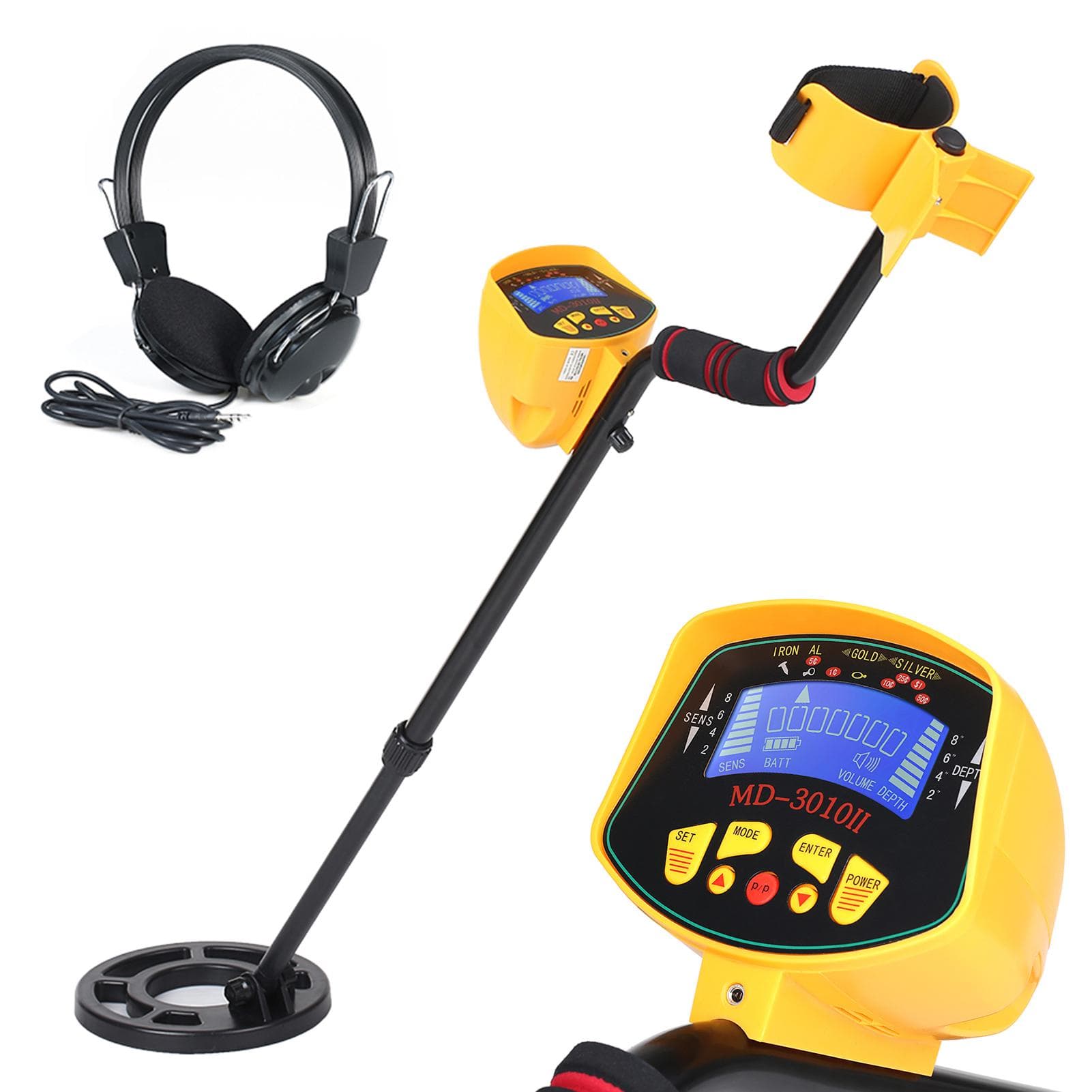 High Sensitivity High Performance Metal Detector MD3010II Underground Metal Detector Gold Digger with earphones yellow