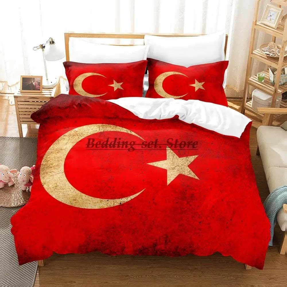 Turkey Flag Bedding Set Single Twin Full Queen King Size Bed Set Aldult Kid Bedroom Duvetcover Sets 3D Print Bed Sheet Set 70x133cm 2pcs