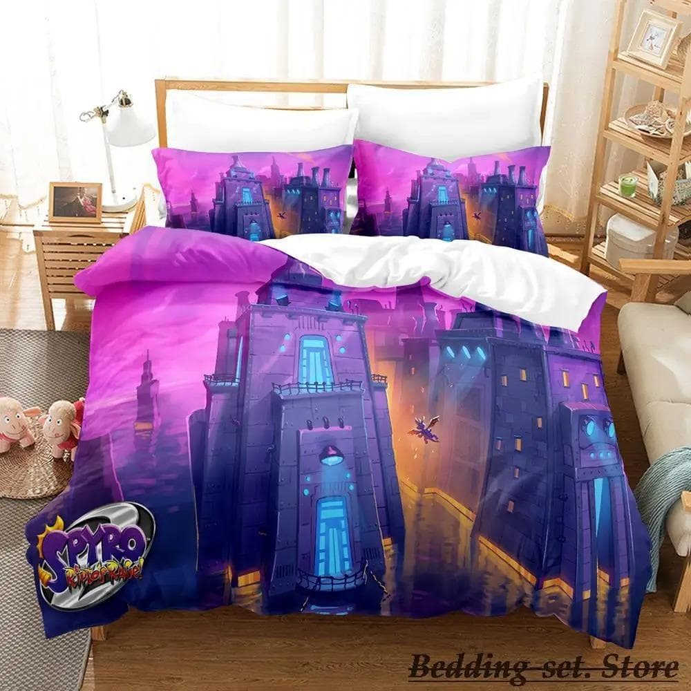 Spyro reignited trilogy Bedding Set Single Twin Full Queen King Size Bed Set Adult Kid Bedroom Duvetcover Sets Anime Gme US Full 200x230cm
