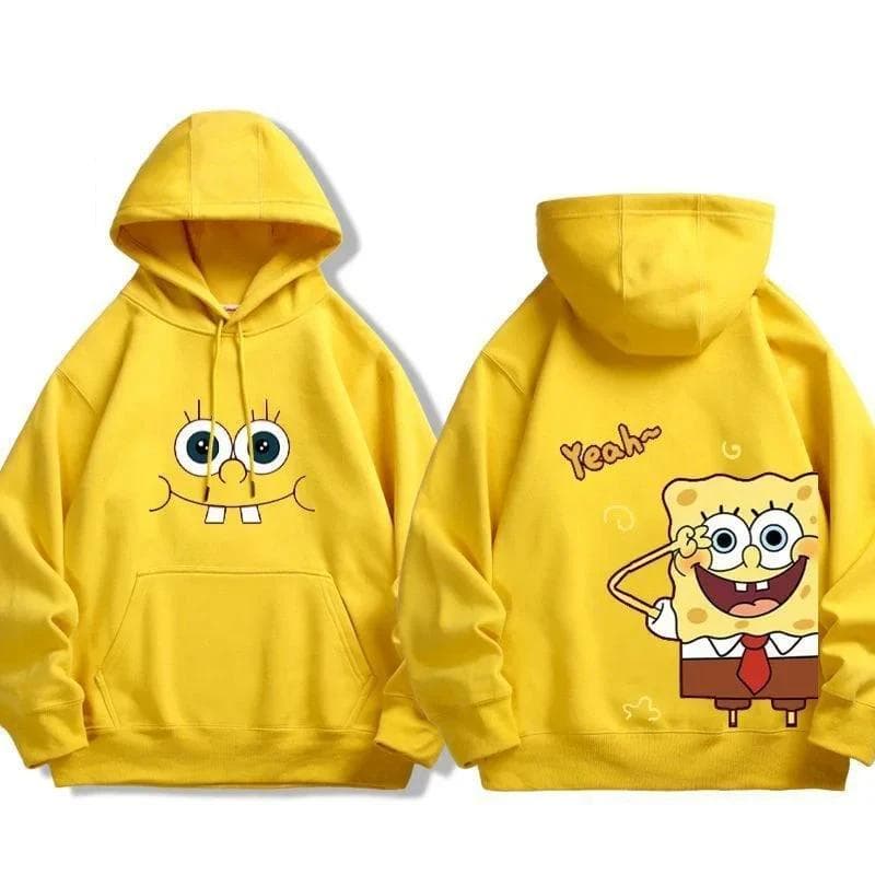2025 MINISO Animation Spongebob Squarepants Sweatshirt Cartoon Polyester Hoodies for Autumn and Winter Thin or Fleeced Long-Sleeved Hooded 120