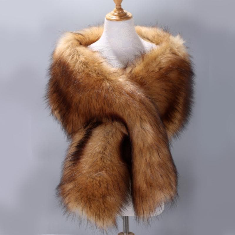 Autumn Winter Luxury Faux Fur Shawl Scarves Ladies Plush Scarf Cover Up For Wedding Party Fur Shrug Long Wrap Cape One Size