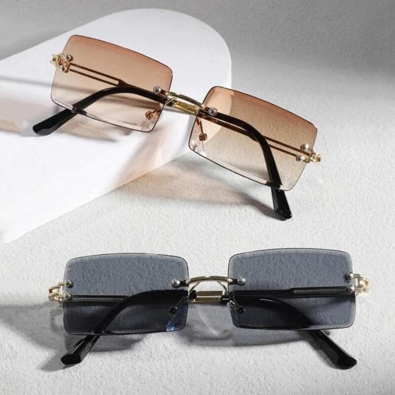 1 2 Pairs Women Sunglasses Frameless UV400 Unisex Lightweight For Icy Summer Days Fashionable Eyewear