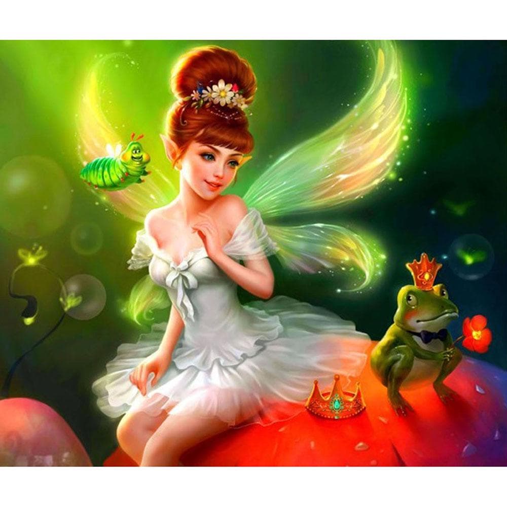 Cross Stitch Kit DIY Diamond Embroidery Elve Girl Full Round Diamond Painting Mosaic Home Decor 20X30CM