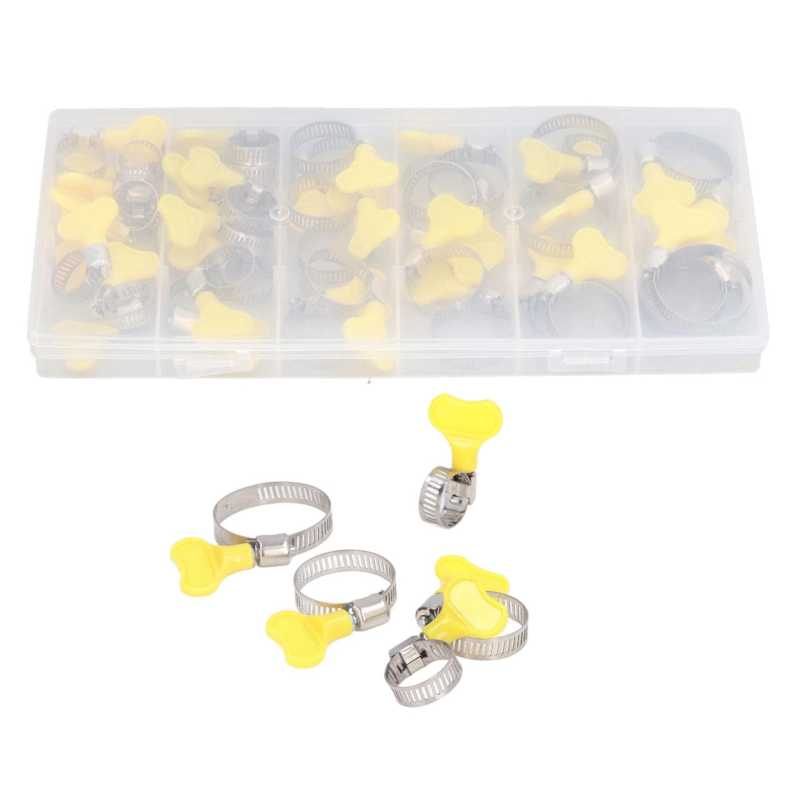 44 Pcs Key Hose Clamp Stainless Steel Reusable Adjustment Worm Gear Clamp Clip for Pipeline