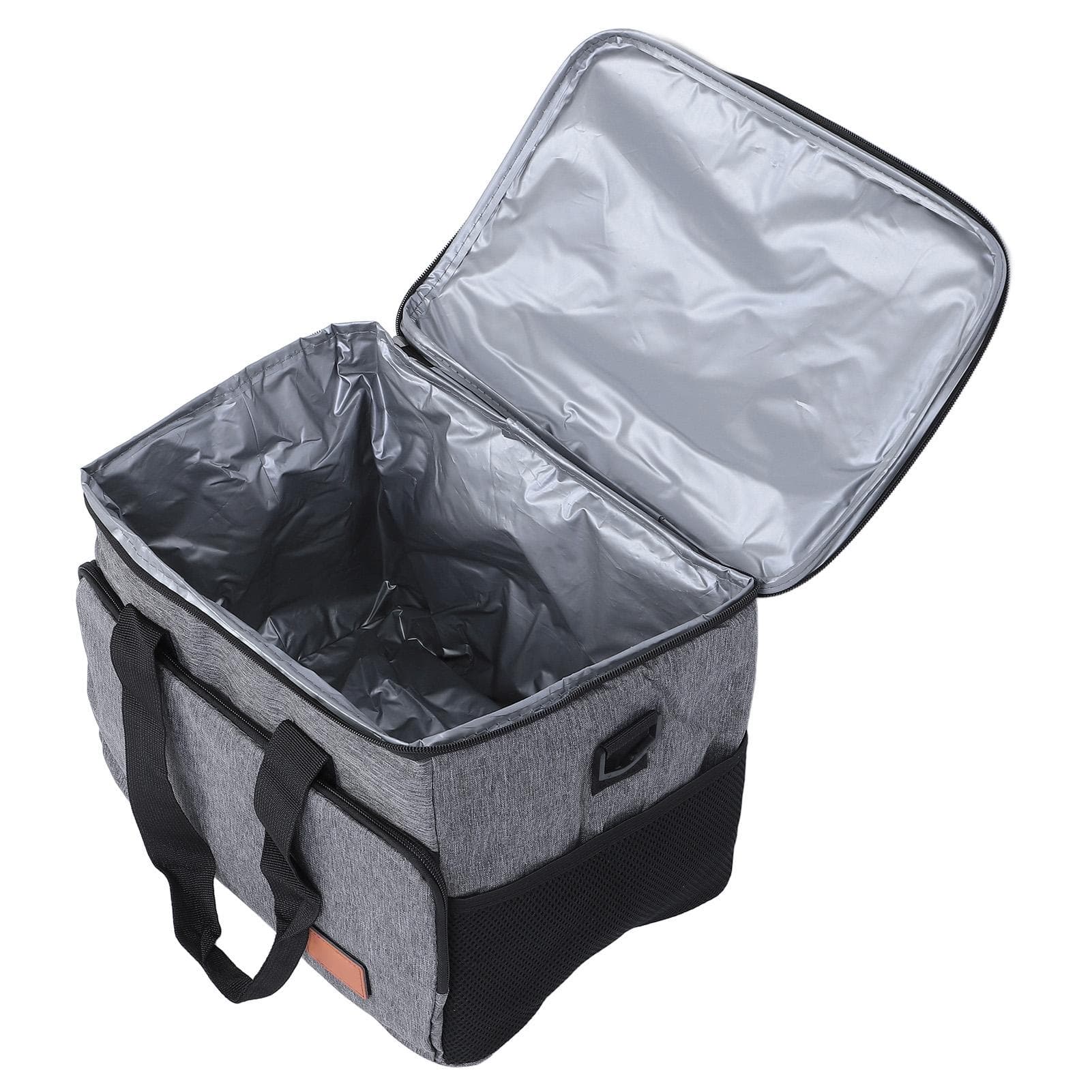 Insulated Lunch Bag Leak Proof Large Capacity Double Zipper Thermal Insulation Side Mesh Pockets