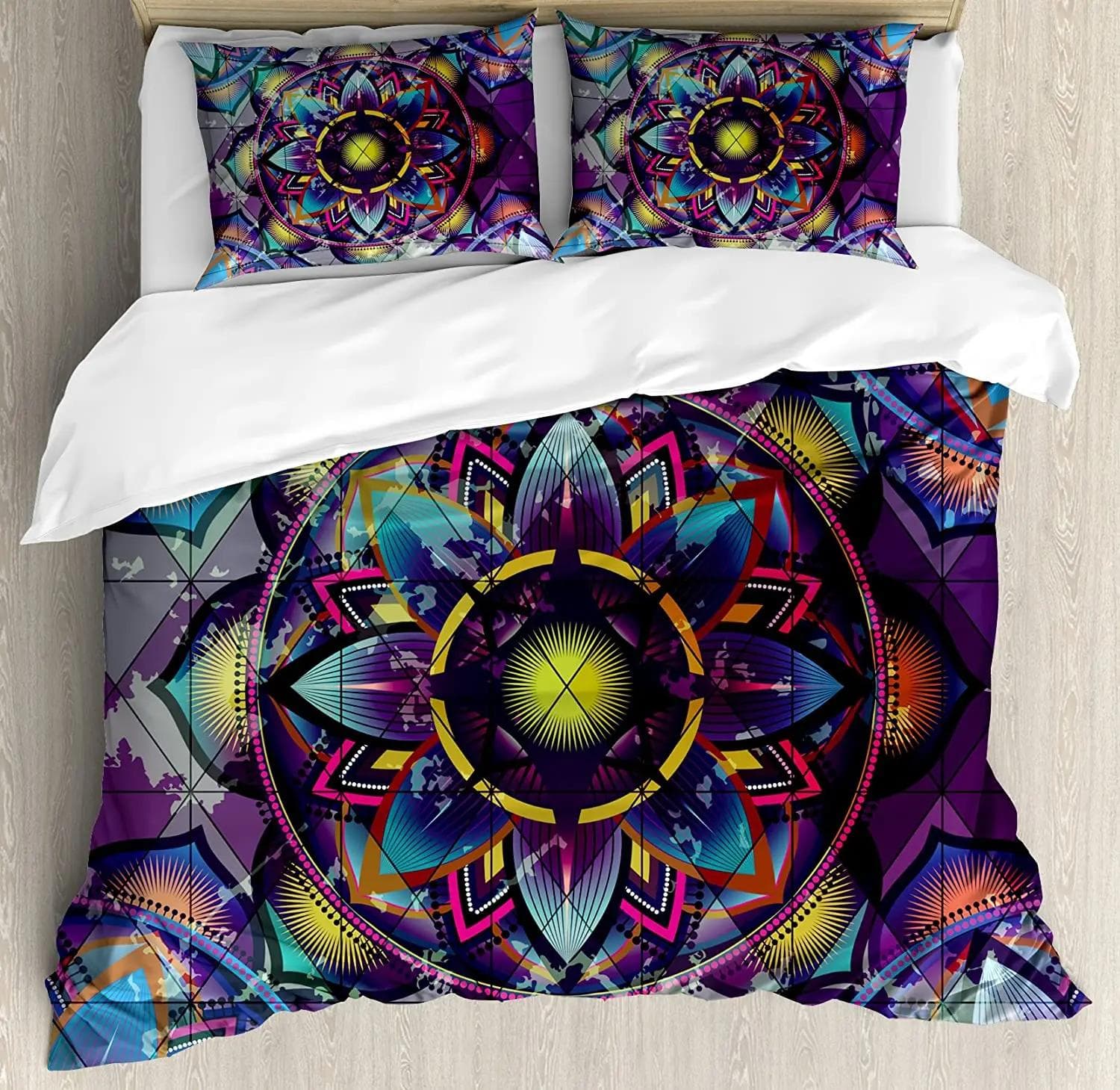 Chakra Color Geometry Yoga Duvet Cover Bed Bedding Set Double Home Textile Quilt Cover Pillowcases Bedroom Bedding Set No Sheet EU single(135x200cm)