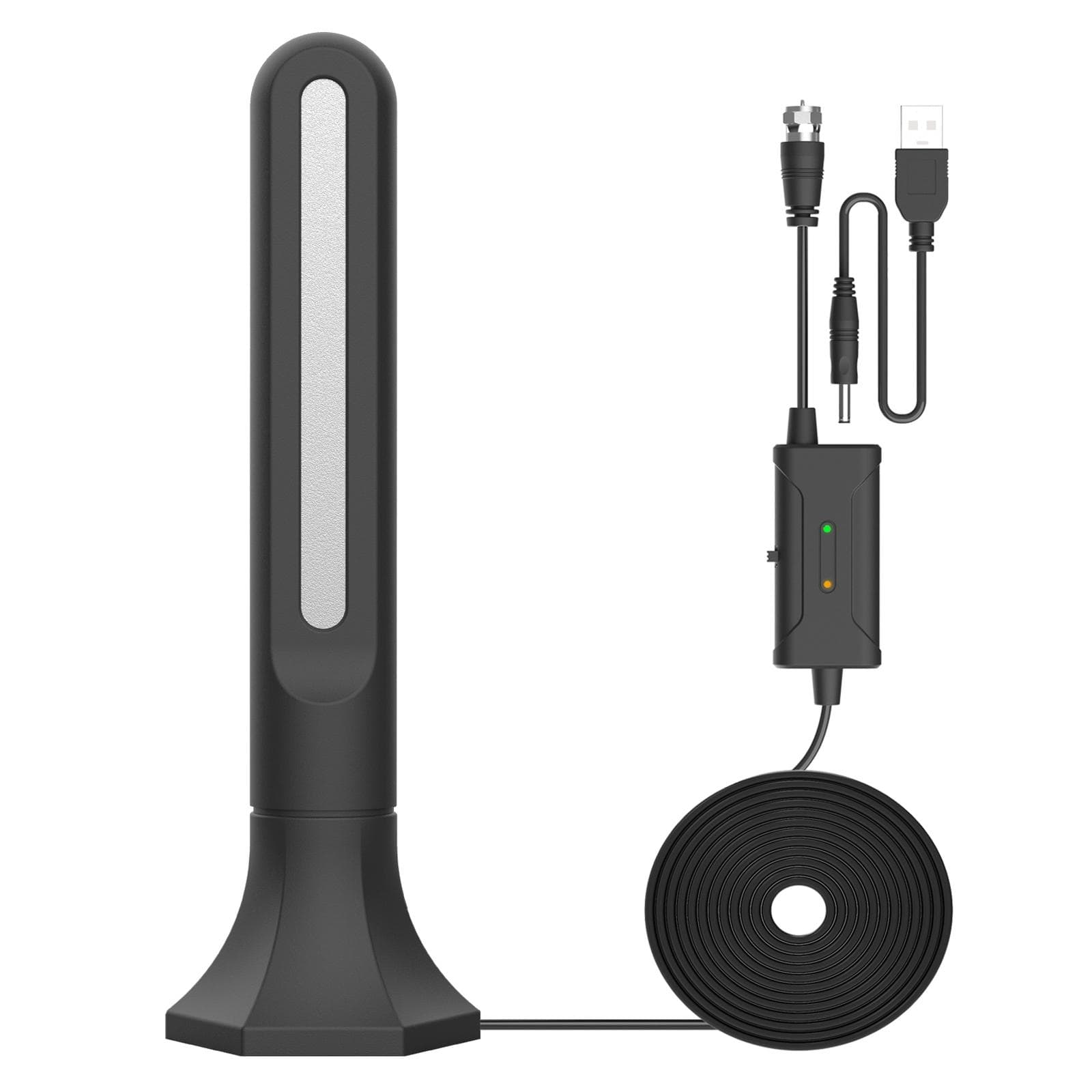 25dB Indoor HDTV Antenna Digital TV Aerial VHF UHF Antenna 150Miles Range with Signal Amplifier black