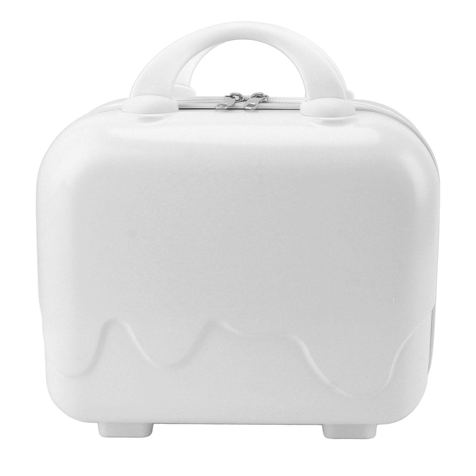 14in Small Travel Hand Luggage Mini Carry On Luggage Hard Shell Travel Case with Anti Slip Standing white