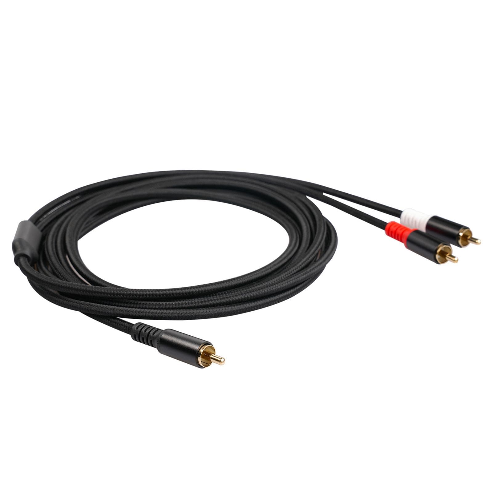 RCA Y Cable 1 RCA Male to 2 RCA Male Stereo Audio Cable Dual Shielded Gold Plated 16.4Ft Amplifier 2m black