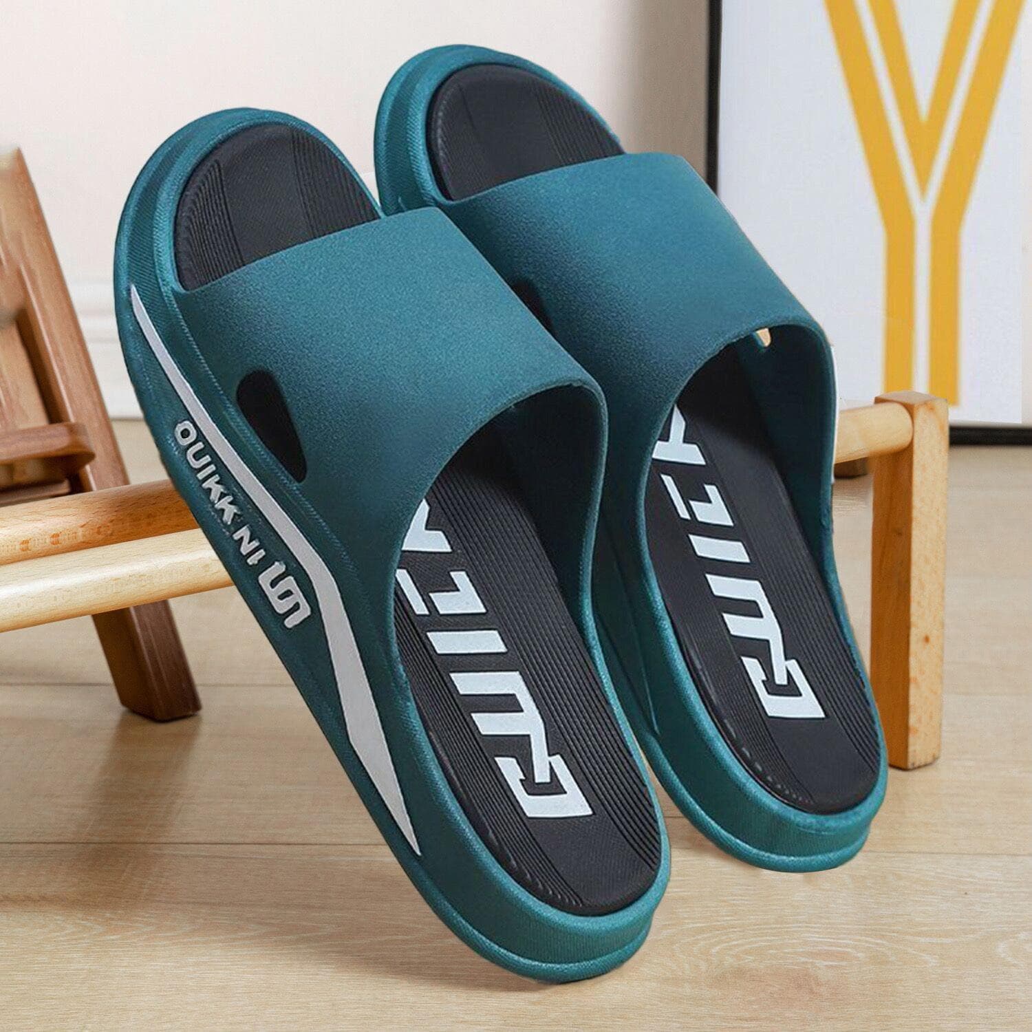 New Summer Slippers Fashion Men's Slippers Casual Soft Sole Thick Sole Beach Shoes Indoor Slippers Men 44-45 green